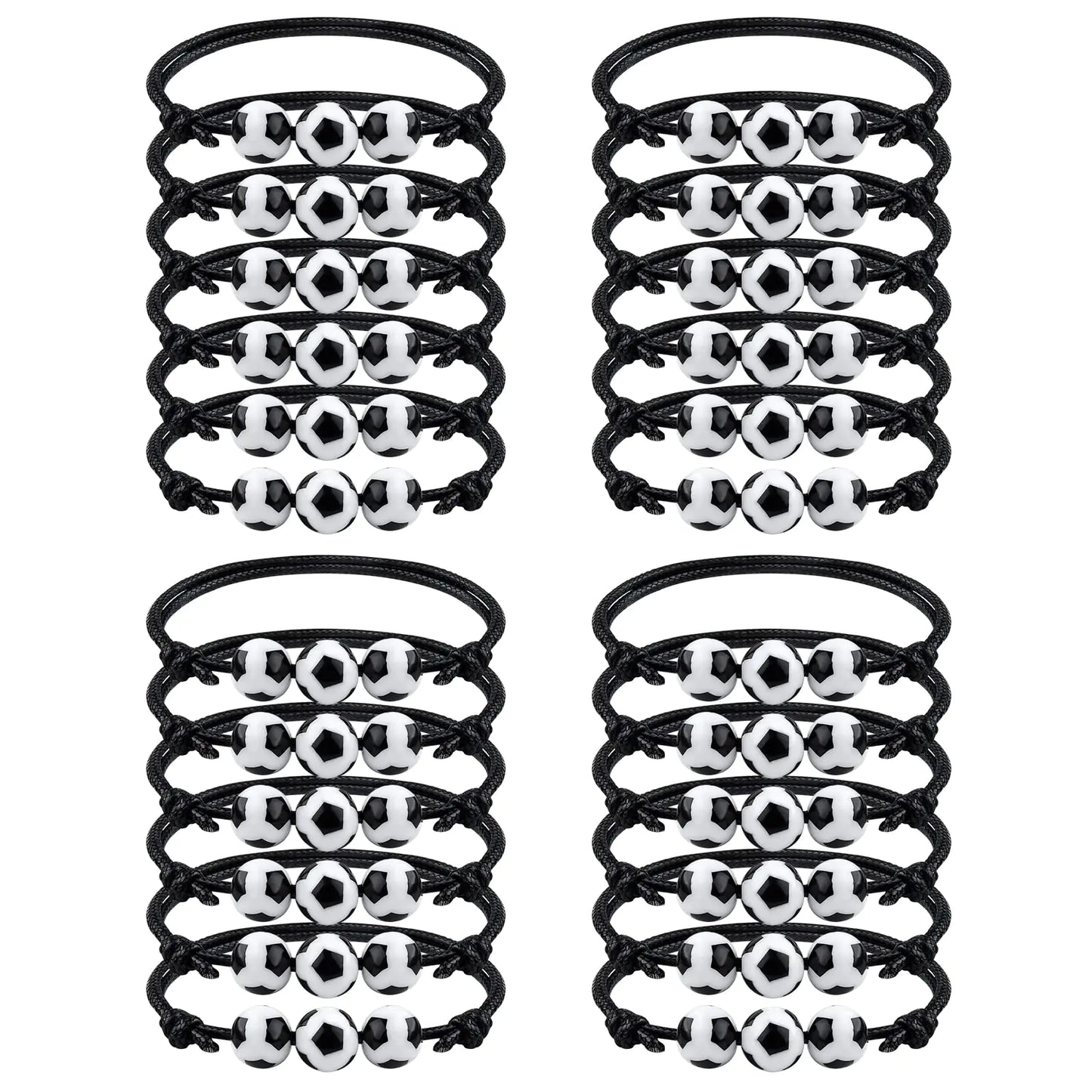 MIAHART 24Pcs Sports themed Bracelets Soccer Bracelets Adjustable Ball Charm Bracelets for Girls Boys Sports Party Favors