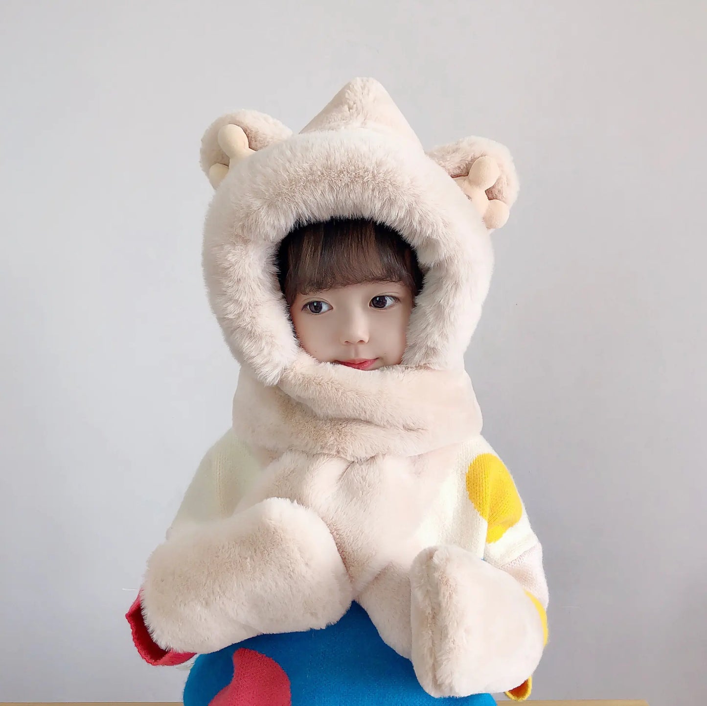 Children's One-Piece Hat with Scarf and Gloves Set
