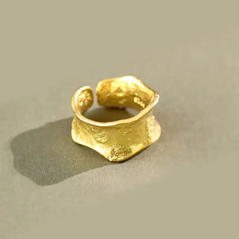 French Textured Ring Set with Korean Style Open Ring