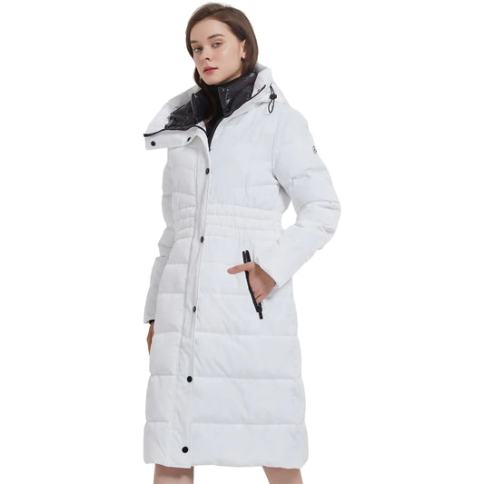 IKAZZ Long Winter Jacket for Women Thick Down Alternative Insulation Lightweight Yet Warm for Everyday Wear Multi-Pocket Functionality for Storage White L