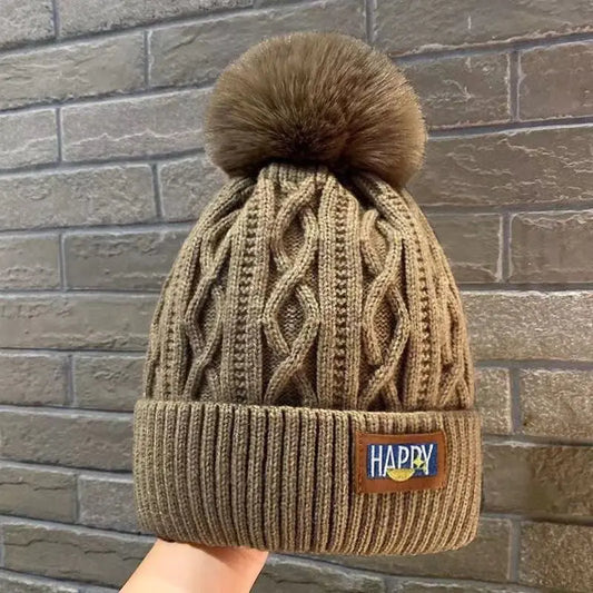 Thickened Fleece-lined Woolen Knitted Winter Hat