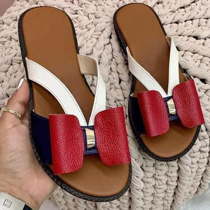 Casual Women's Breathable Flat Bow Slippers for Outdoors