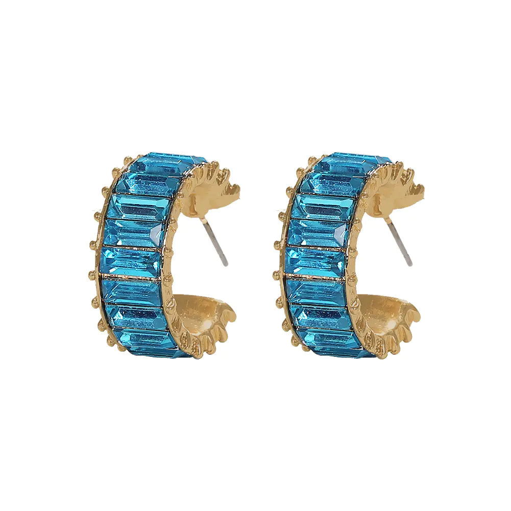 Retro Rose Gold Crystal Zircon Stud Earrings – Elegant Vintage-Style Jewelry for Women