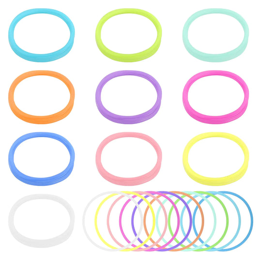 30PCS Neon Silicone Jelly Bracelets | Stretchable 80s Rubber Bands & Hair Ties | Non-Luminous Colorful Bracelets