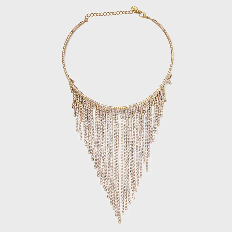 Sparkling Tassel Metal Choker Necklace for Women