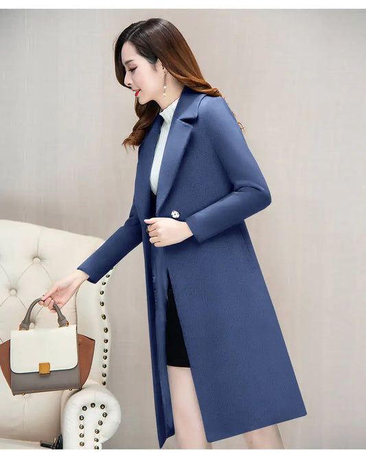 Dragon and Phoenix Wool Coat for Women (Mid-Length)