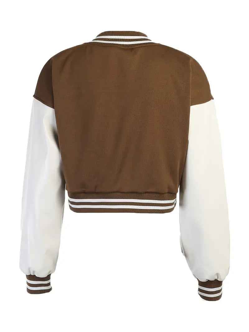 Cropped Vintage Women's Varsity Baseball Bomber Jacket