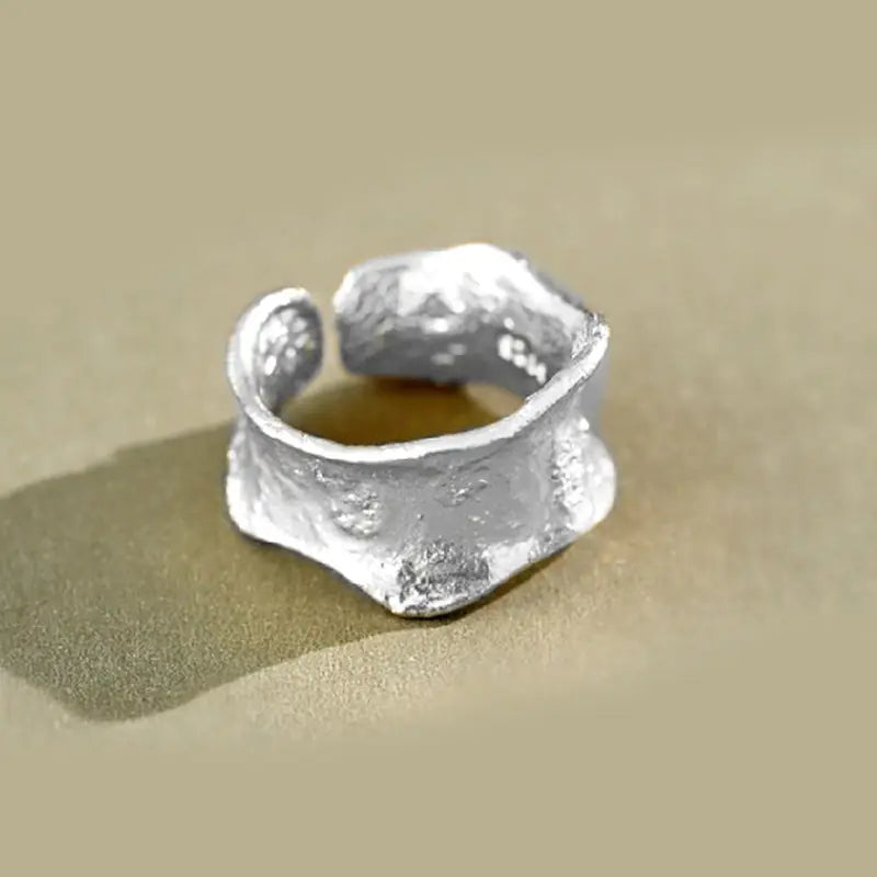 French Textured Ring Set with Korean Style Open Ring