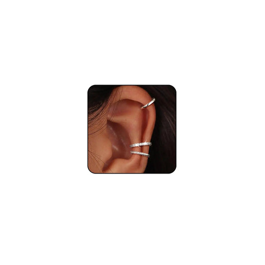 Silver Ear Cuffs Non Piercing Silver Ear Cuff Earrings for Women Fake Piercings Cartilage Earrings Non Pierced Clip On Earrings Dainty Silver Earrings