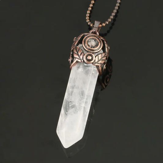 Natural Amethyst Hexagonal Pendant Necklace for Women