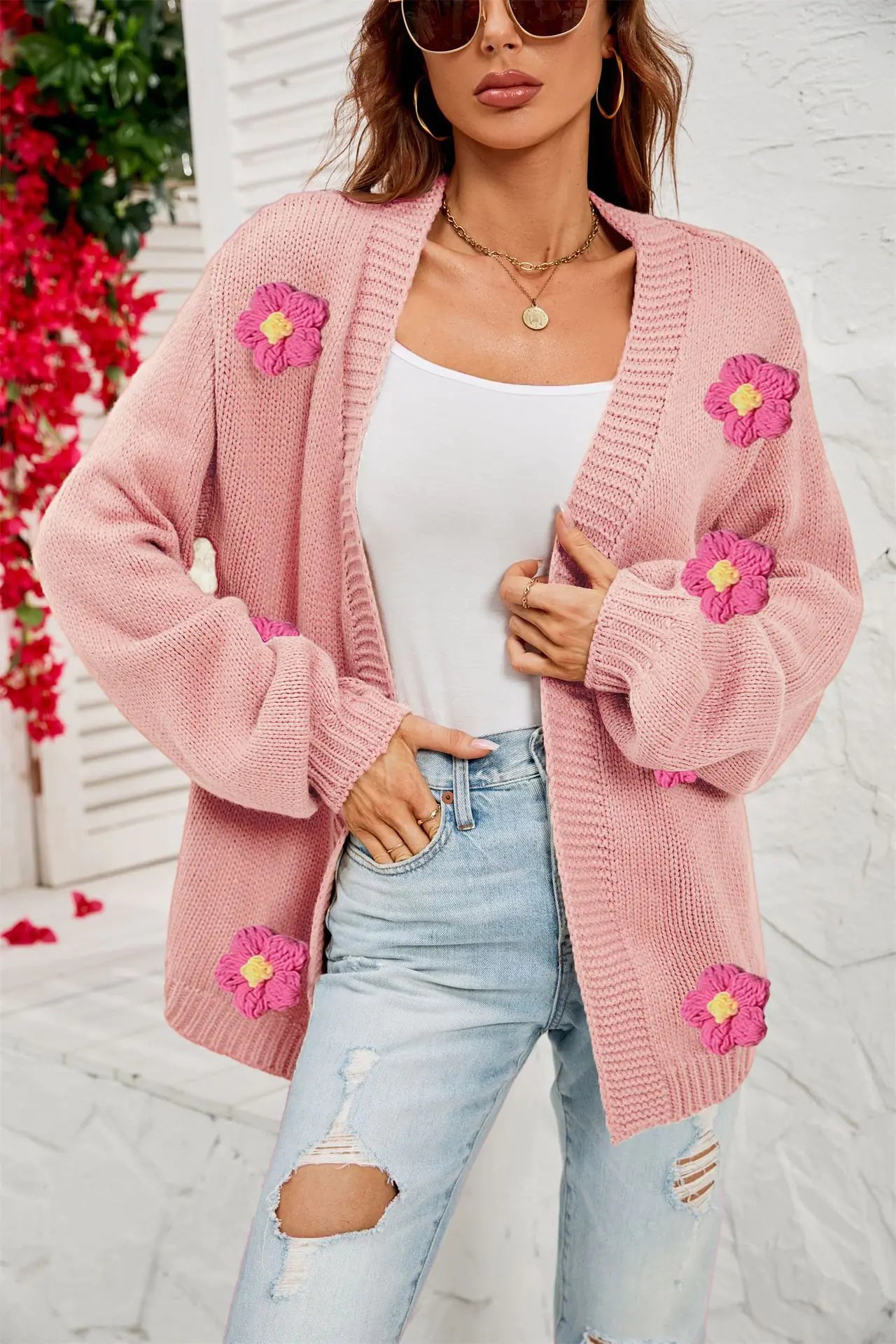 2022 Winter Plus Size Floral Cardigan for Women