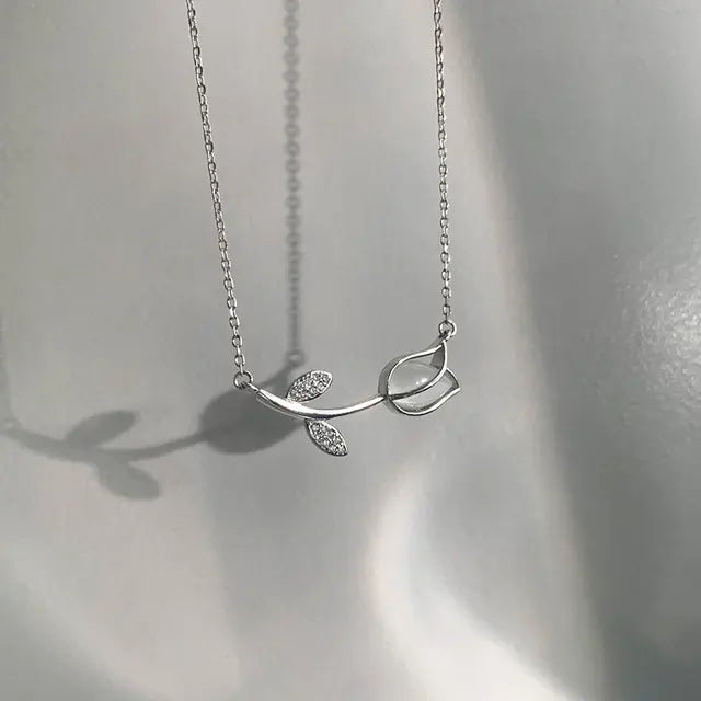 Tulip Charm Pendant Necklace for Women