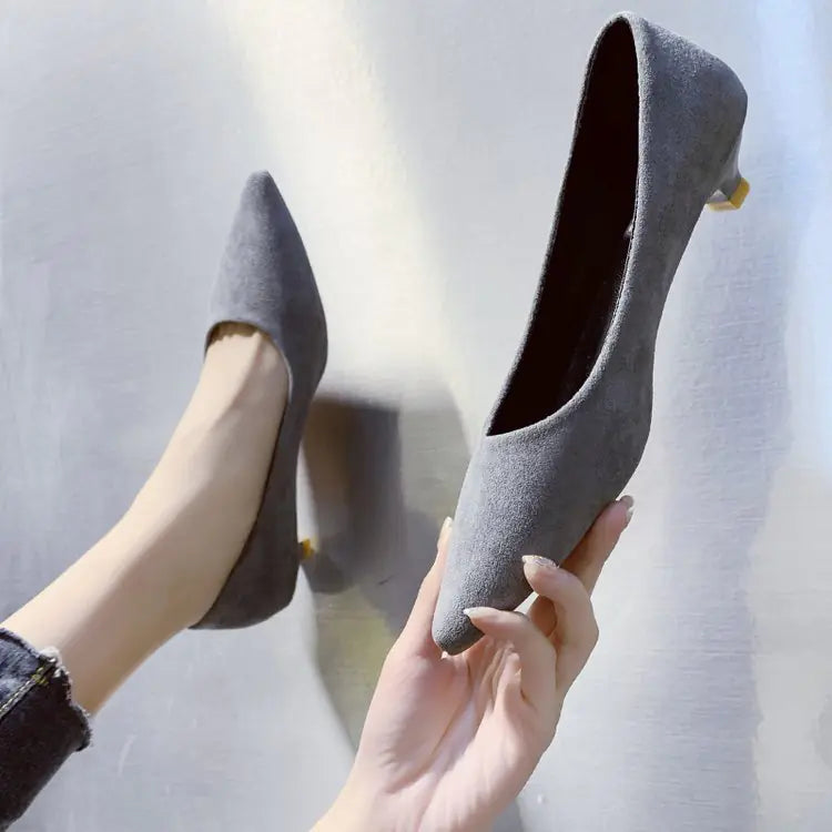 Comfortable Suede Pointed Toe High Heels for Work