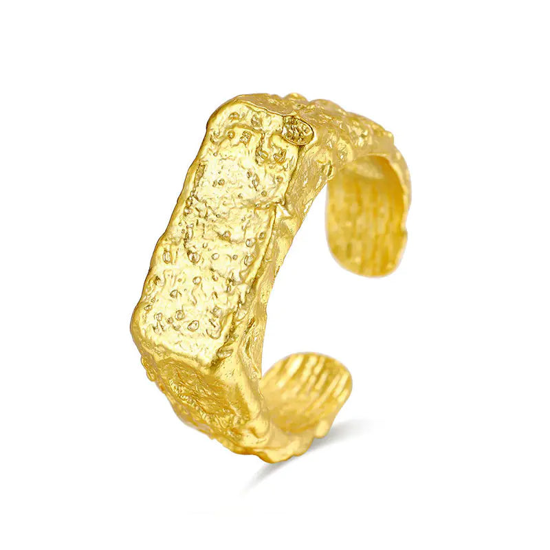 French Textured Ring Set with Korean Style Open Ring