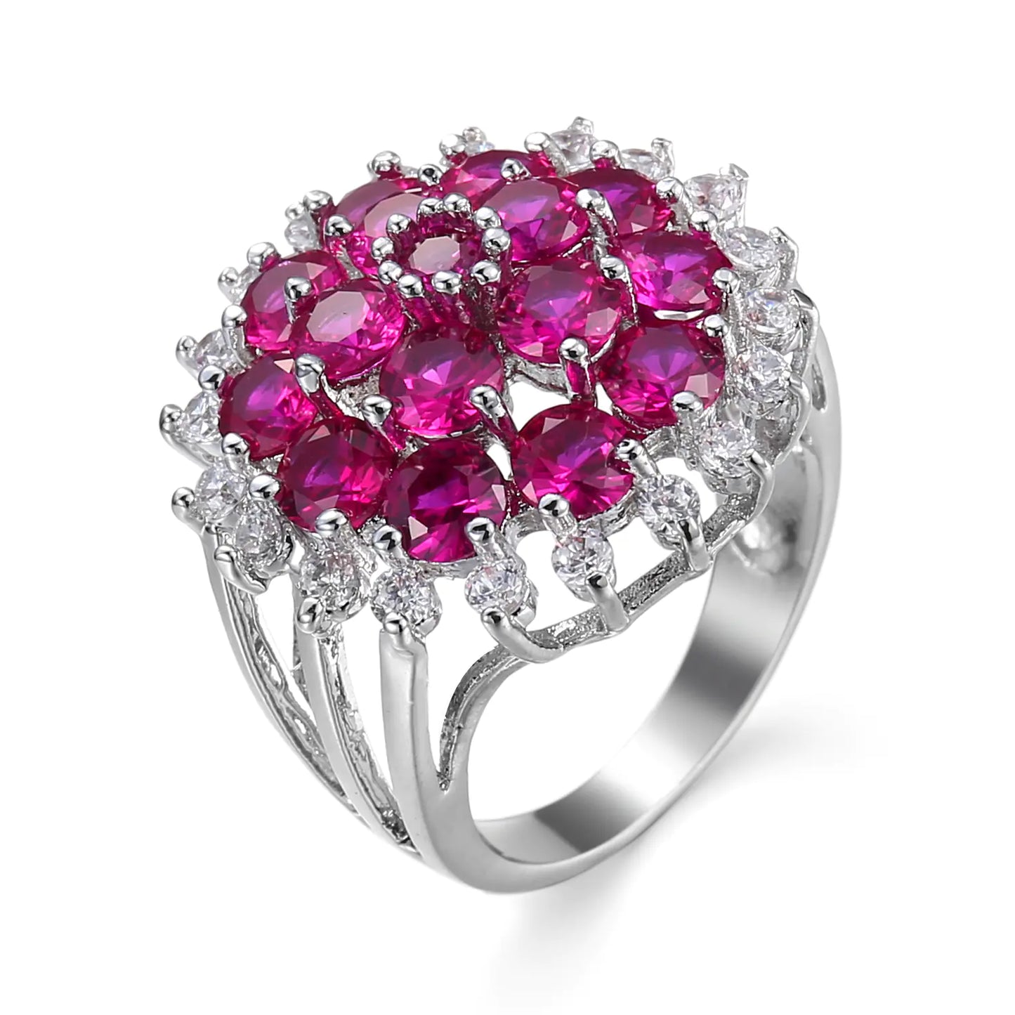 Red Garnet Zircon Ring, Gemstone Ring