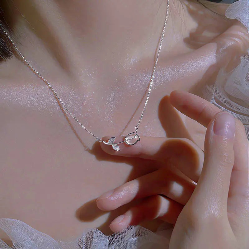 Tulip Charm Pendant Necklace for Women