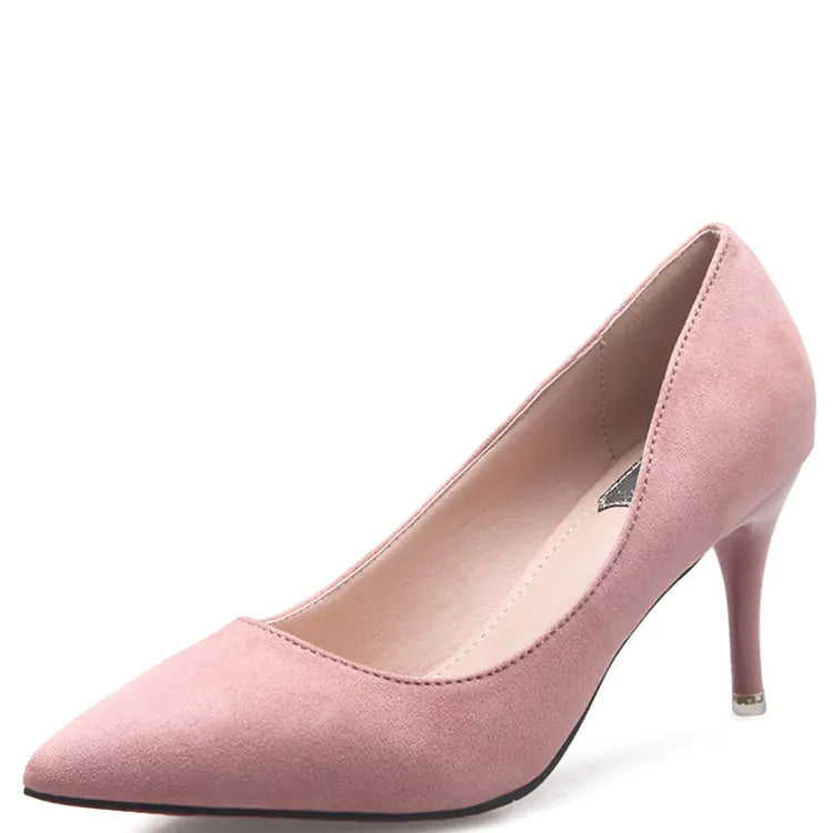 Stylish Low-Cut Suede Women's High Heels, Pointed Toe