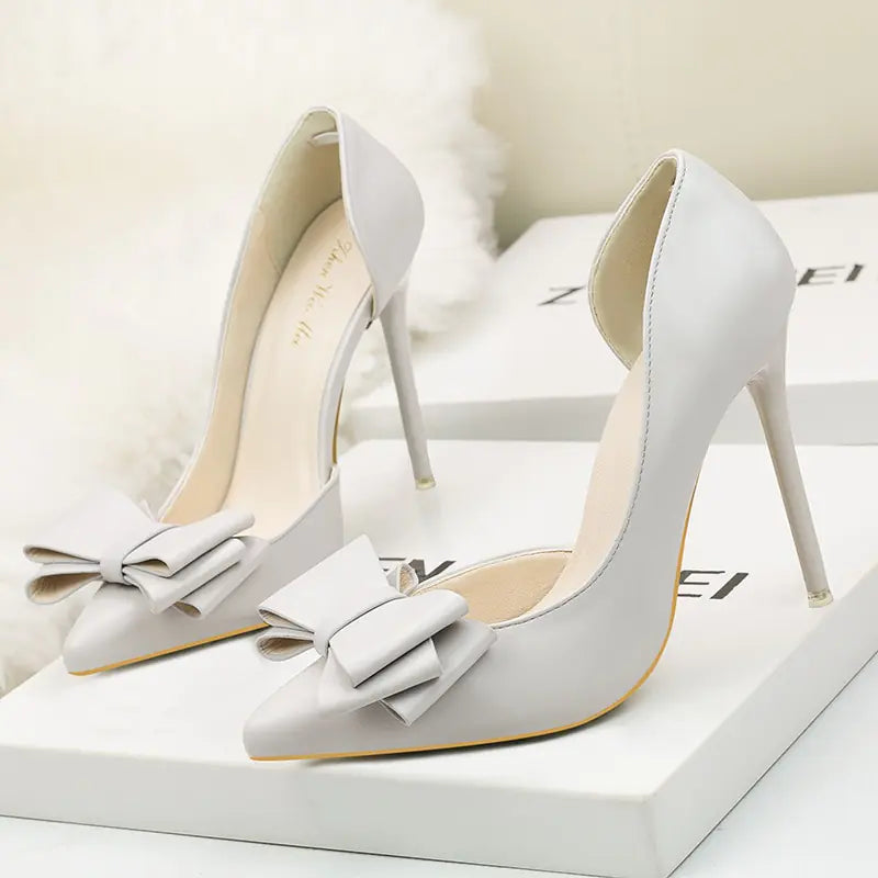Women's Bow High Heels with Pointed Toe