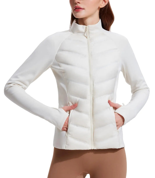 AFZ Lightweight Puffer Jacket Women Fall Soft Shell Hybrid Down-Fill Jacket for Running