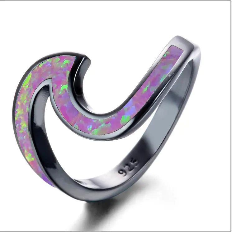 Black Gold Opal Ring with Diamond Accent (Stylish Design)