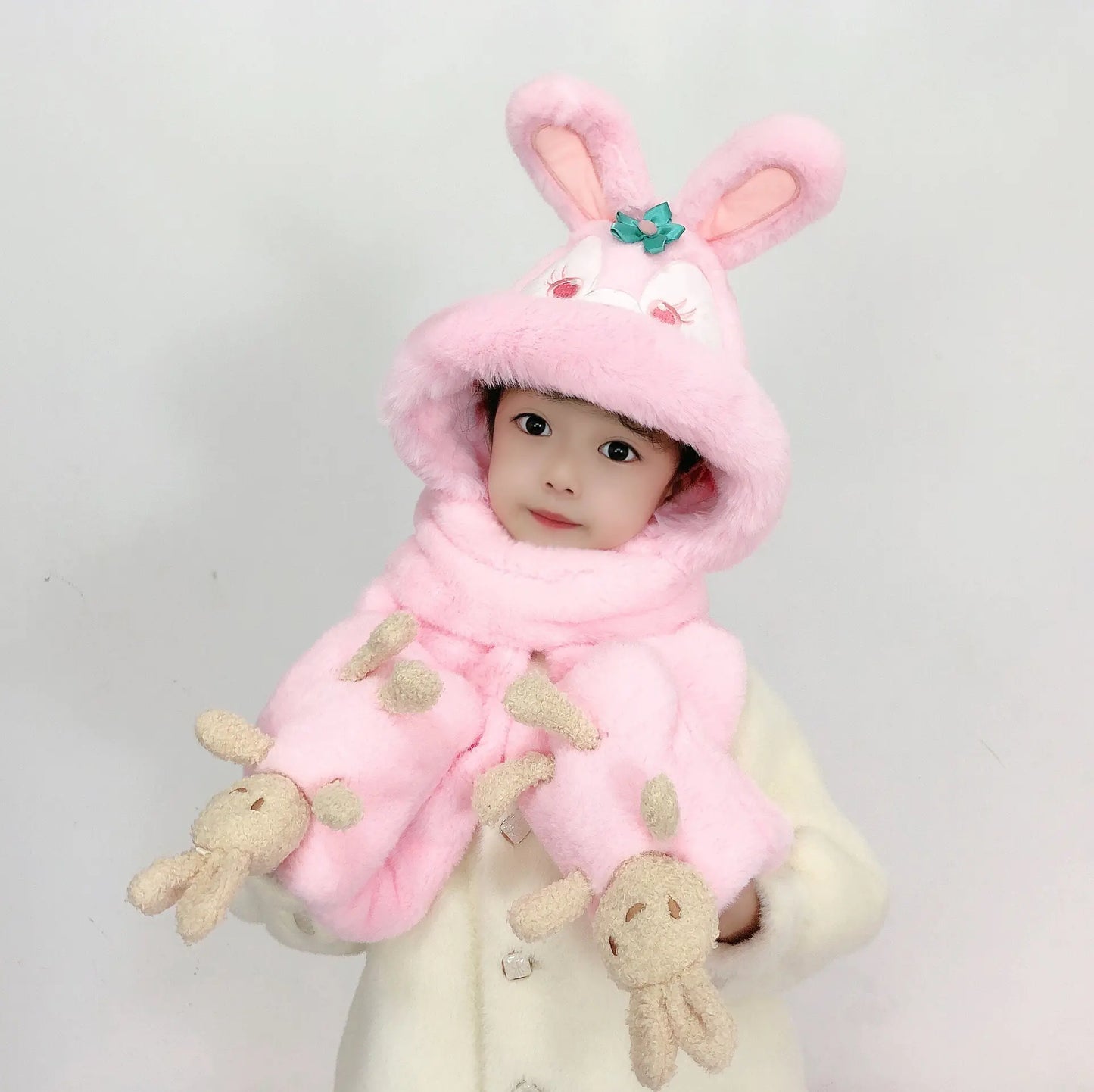 Children's One-Piece Hat with Scarf and Gloves Set
