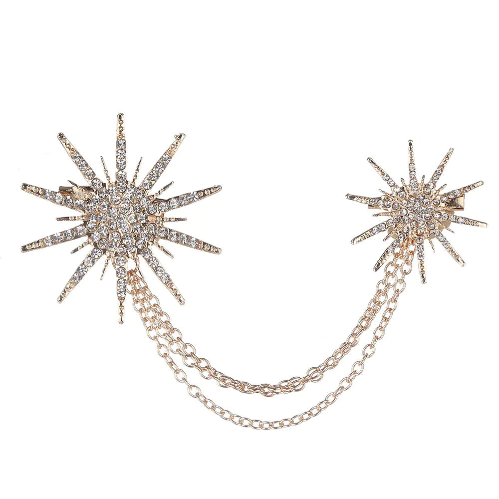 Exaggerated Octagonal Rhinestone Brooch with Tassel