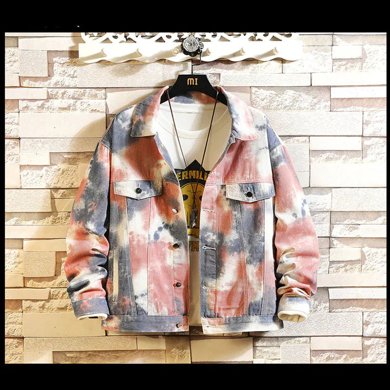 Men's Camouflage Color Denim Jacket
