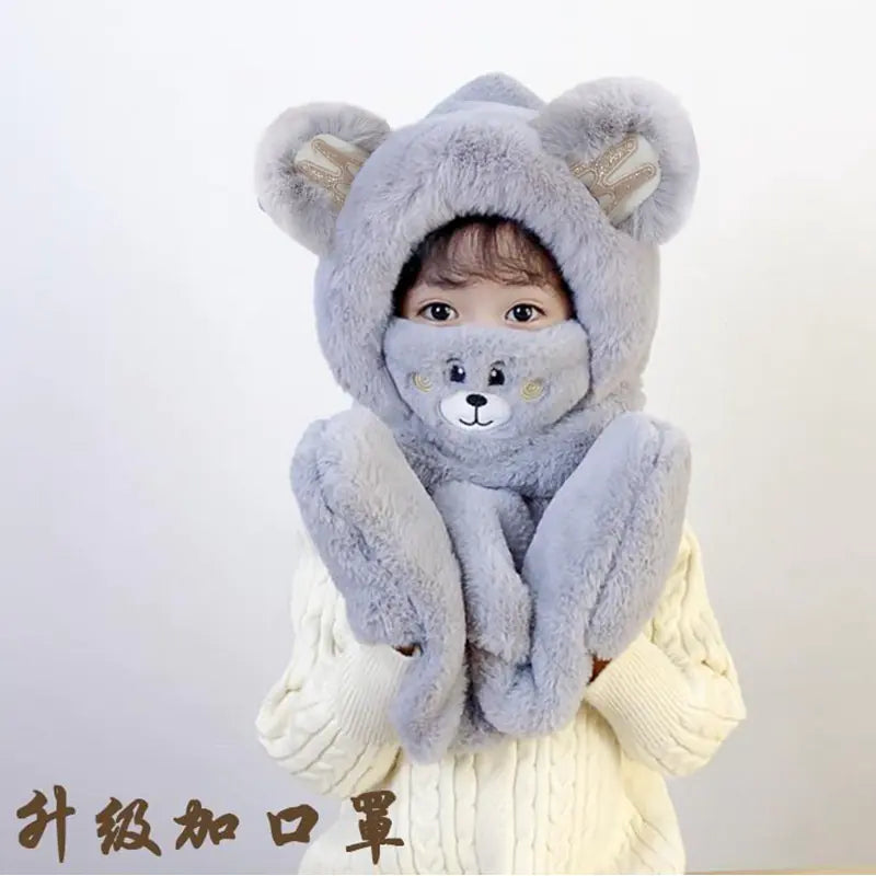 Children's One-Piece Hat with Scarf and Gloves Set
