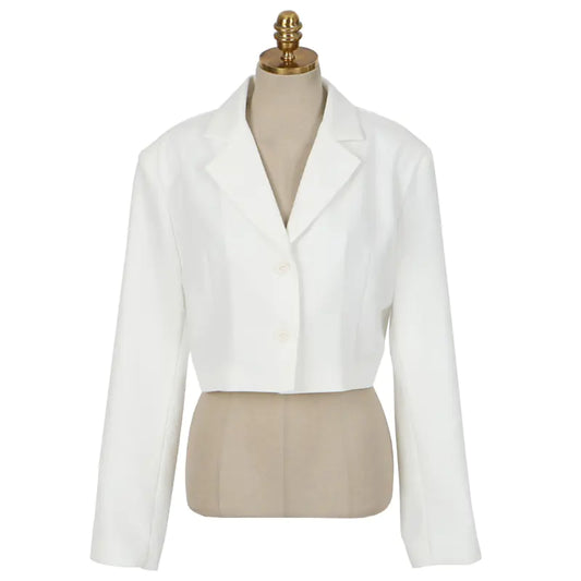 White Short Jacket and Wide Leg Pants Set