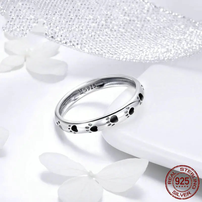 Pet Paw Print Ring S925 Sterling Silver Fashion Ring
