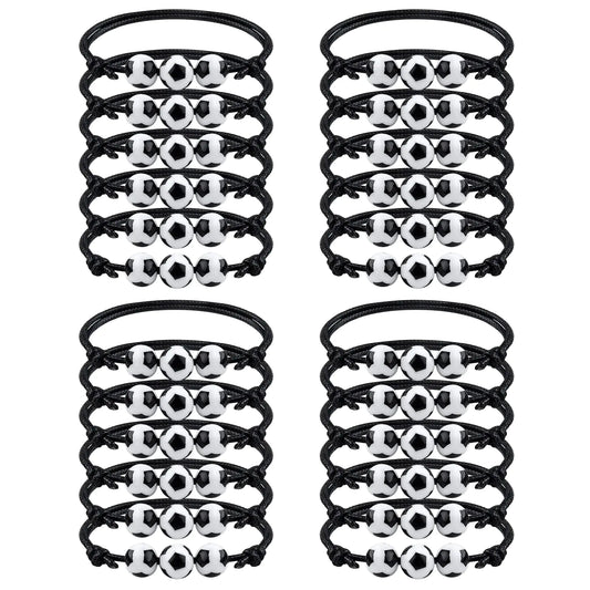 MIAHART 24Pcs Sports themed Bracelets Soccer Bracelets Adjustable Ball Charm Bracelets for Girls Boys Sports Party Favors