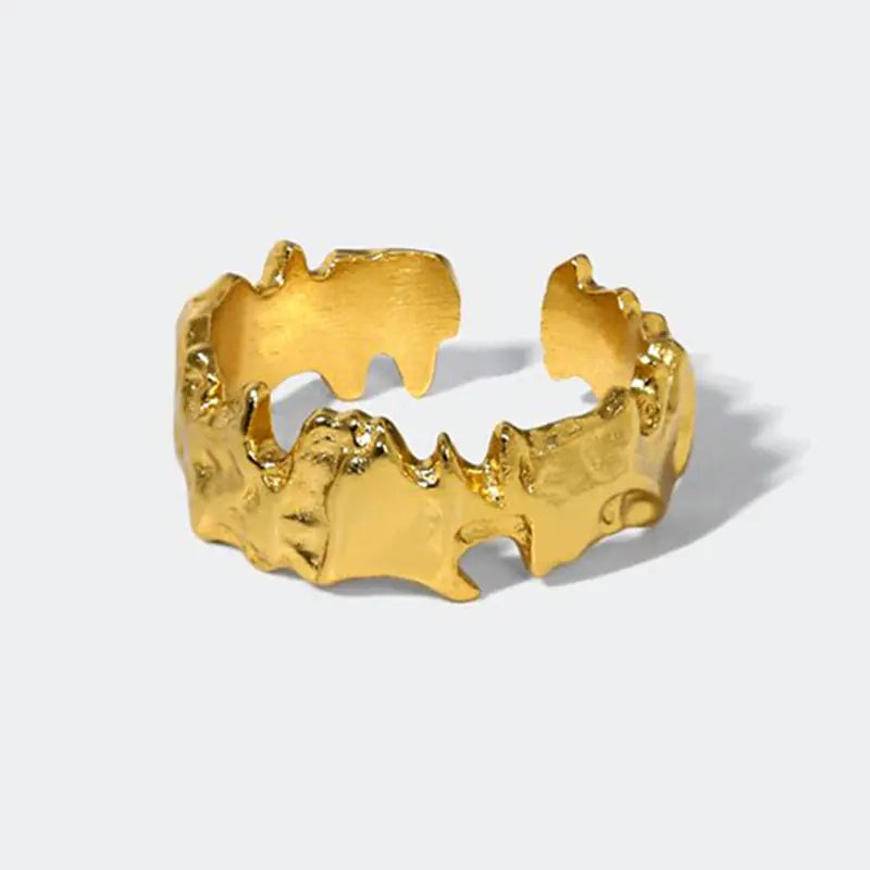 French Textured Ring Set with Korean Style Open Ring
