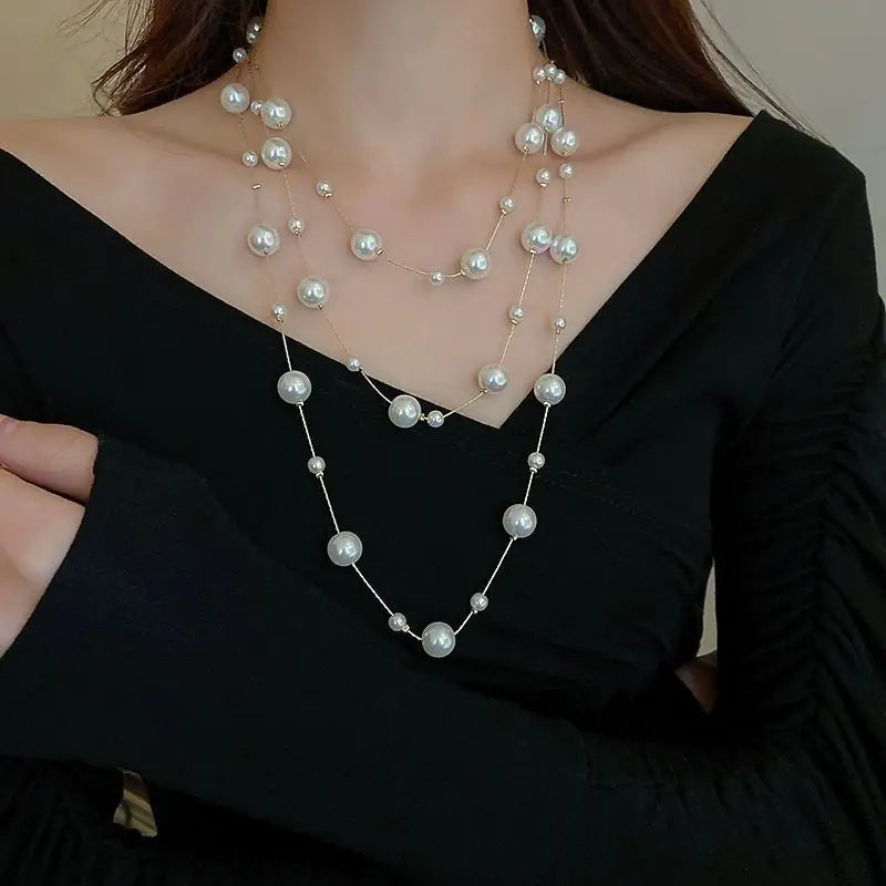 Vintage Multi-Layer Pearl Necklace for Women