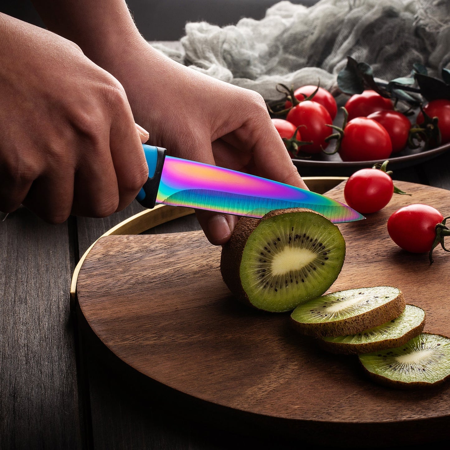 4-Piece Steak Knife Set – Blue Handle, Serrated Stainless Steel Blades