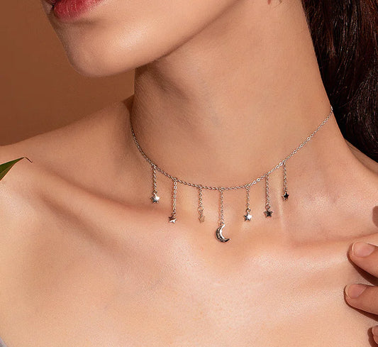 Star and Moon Necklace for Women