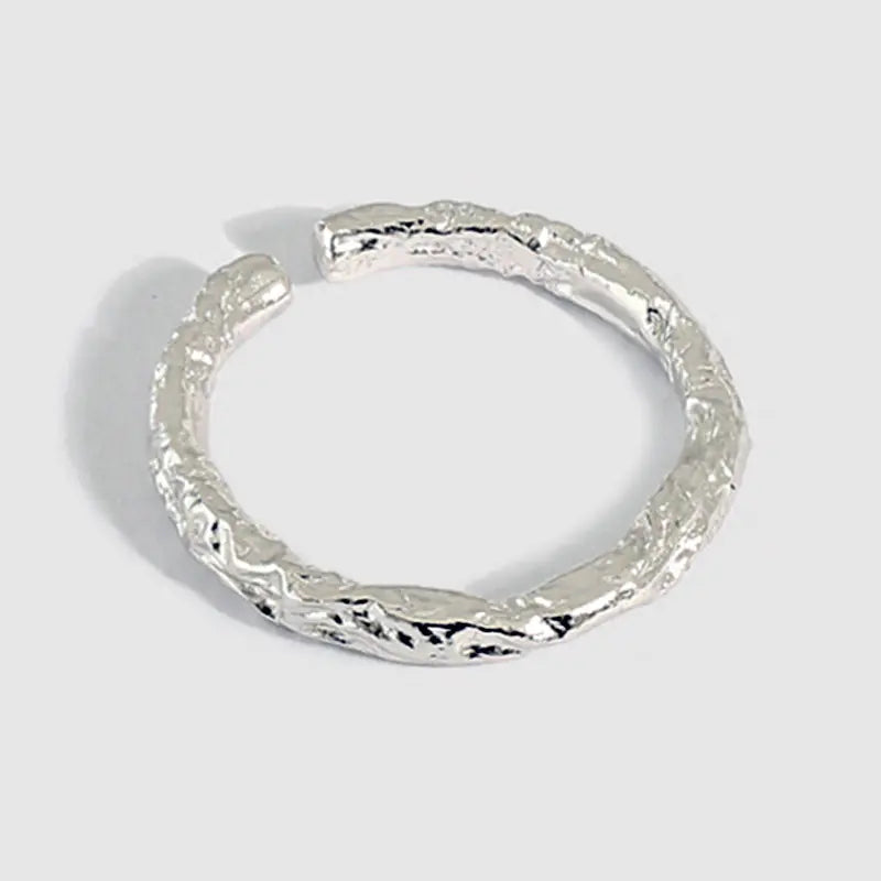 French Textured Ring Set with Korean Style Open Ring