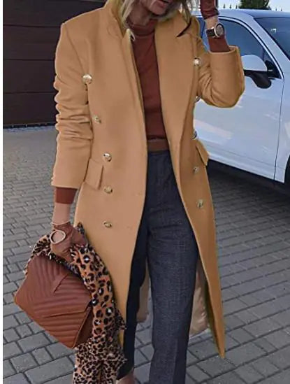 Women's Long Wool Coat with Buttons | Elegant and Warm Wool Outerwear for Women