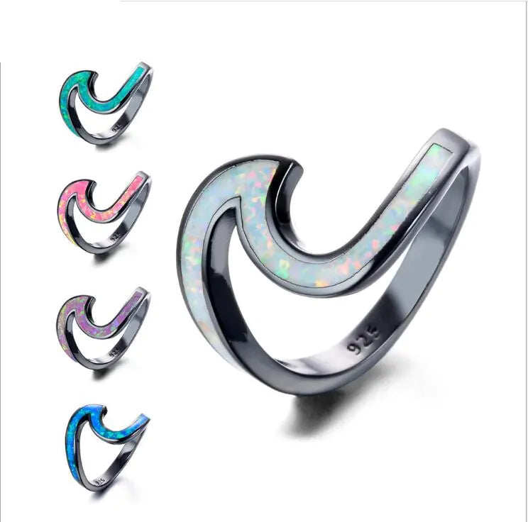 Black Gold Opal Ring with Diamond Accent (Stylish Design)