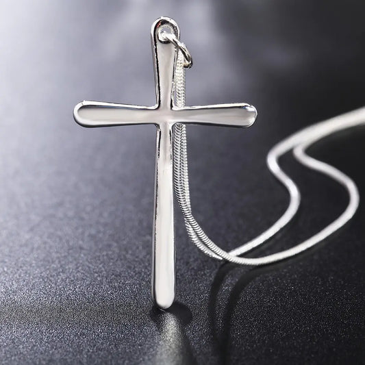 Platinum Cross Alloy Necklace for Women