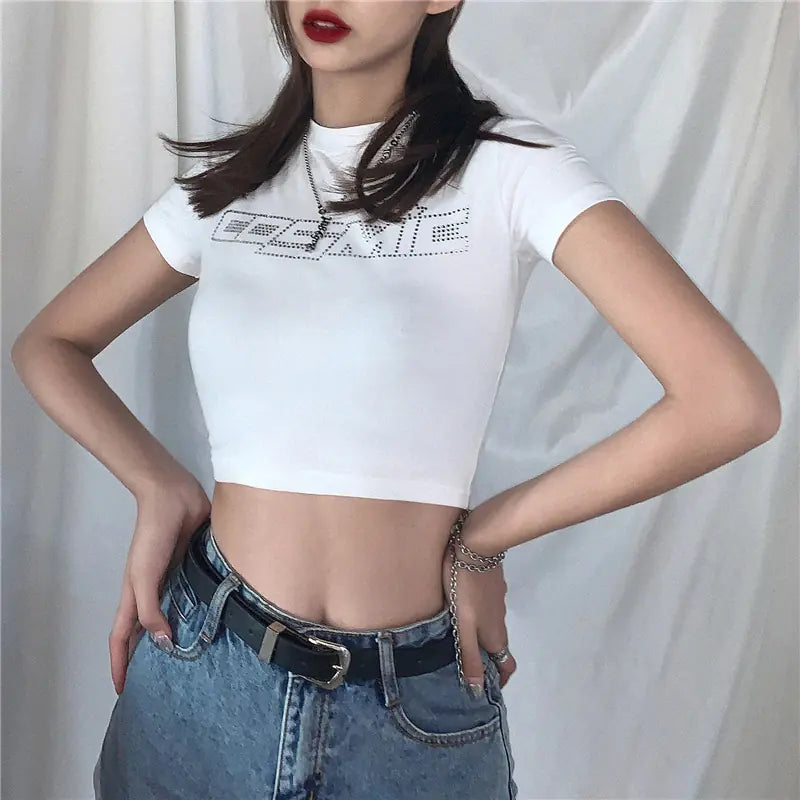 2020 Women's Summer Letter Print Crop Top T-Shirt