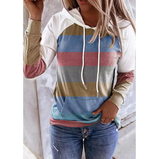 Striped Women's Printed Long-sleeved Hoodie Fashion
