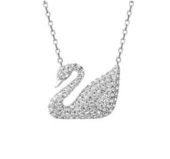 Rose Gold Rhinestone Swan Necklace for Women