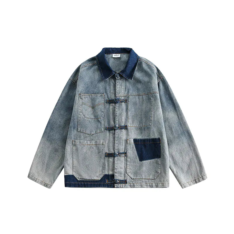 Vintage Chinese Style Loose Denim Jacket for Women