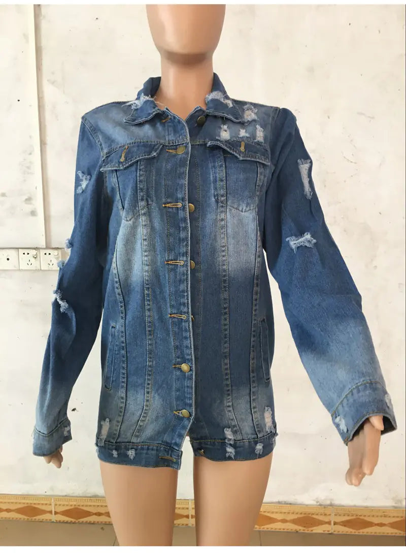 Loose Fit Denim Jacket for Women – Casual Oversized Jean Coat for Autumn Winter