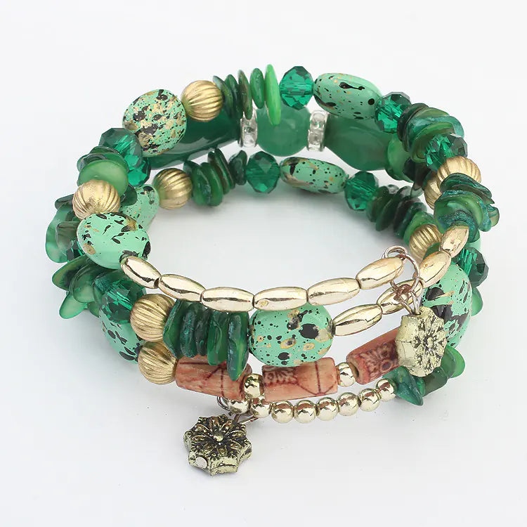 Vintage Ethnic Style Natural Stone Wire Beaded Bracelet