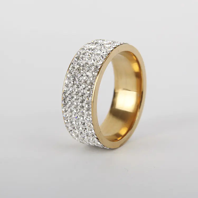 Stainless Steel Ring with Full Diamonds, Fashion Ring