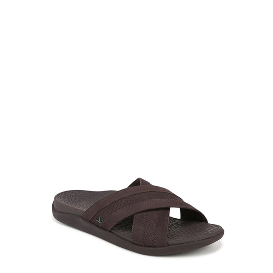 Vionic Mens Tide Slide Sandal Chocolate Brown Leather 8
