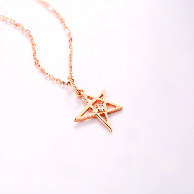 14k Gold Star Pendant Necklace for Women