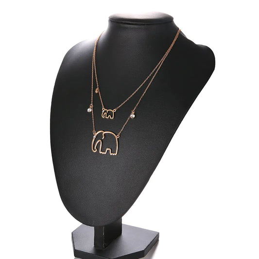 Vintage Gold Layered Elephant Necklace for Women