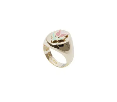 Daisy Enamel Ring - Chic Designer Gold Party Ring